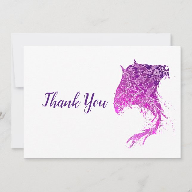 Purple Mandala Stingray Thank You Card (Front)