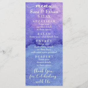 Purple Mandala Watercolor Wedding Menu Card