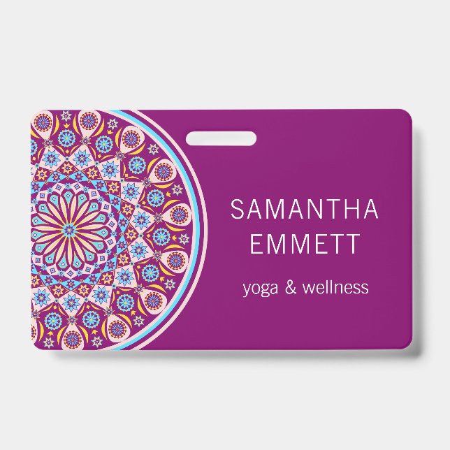 Purple Mandala Yoga Instructor Badge ID Badge (Front)