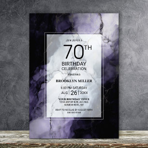 Purple Marble 70th Birthday Party Invitation
