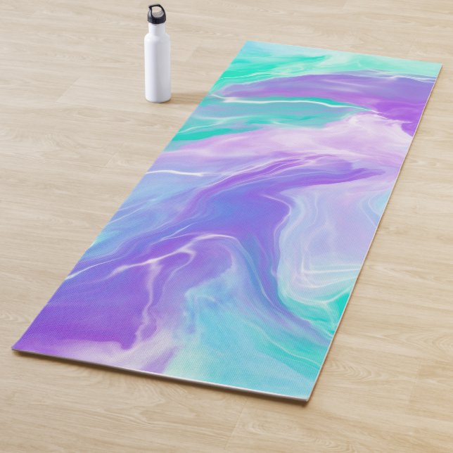 Purple Marble Abstract Digital Painting Yoga Mat (In Situ)