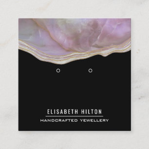 Purple marble agate Earring display Square Busines Business Card