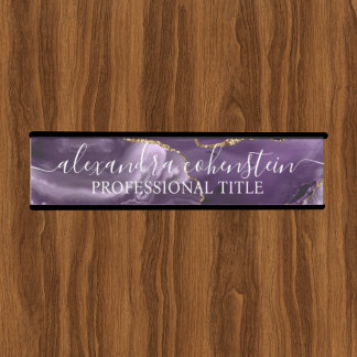 Purple Marble Agate Office Door Sign