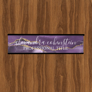 Purple Marble Agate Office Door Sign