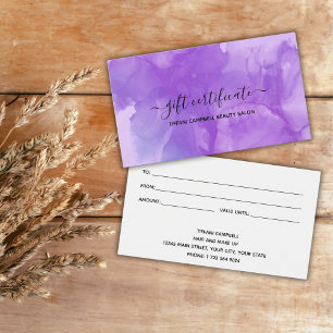 Purple Marble and Glitter Gift Certificate