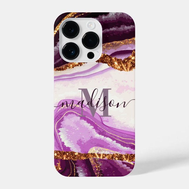 Purple Marble and Glitter iPhone Case (Back)