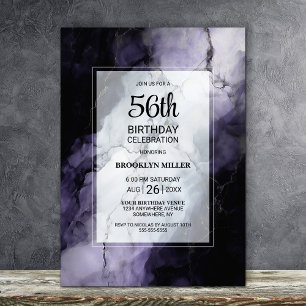 Purple Marble Any Age Birthday Party Invitation