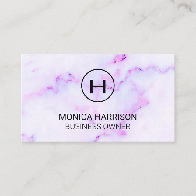 Purple Marble Background Business Card (Front)