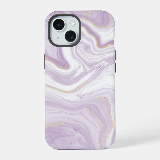 Purple Marble Background iPhone 15 Case (Back)