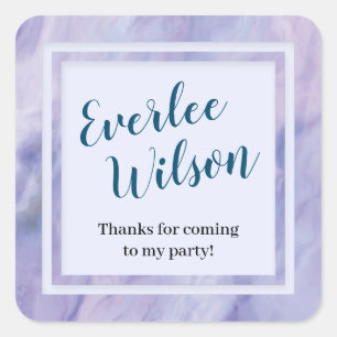 Purple Marble Border Square Sticker