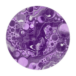 Purple Marble Fluid Art Cells     Cutting Board