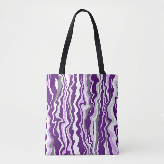 Purple Marble Fluid Art Cells or Stripes  Tote Bag (Front)