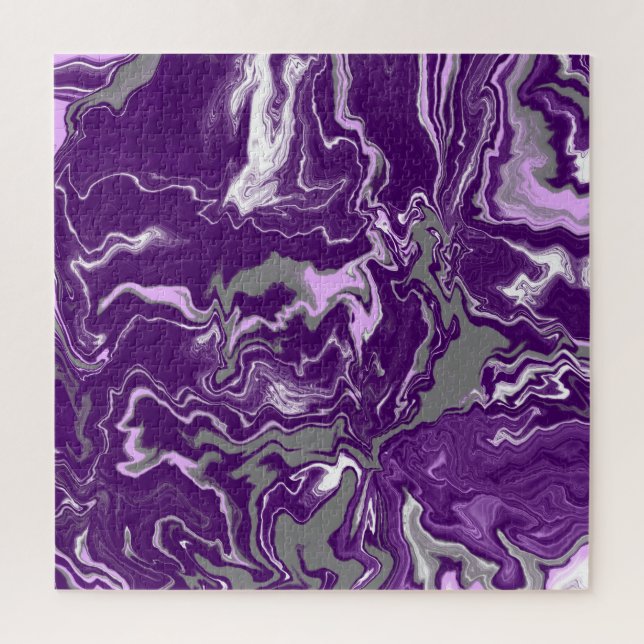 Purple Marble Fluid Art Jigsaw Puzzle (Vertical)