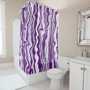 Purple Marble Fluid Art Stripes     Shower Curtain