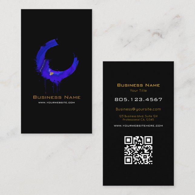 Purple Marble Gold Accent • Custom Editable Business Card (Front/Back)
