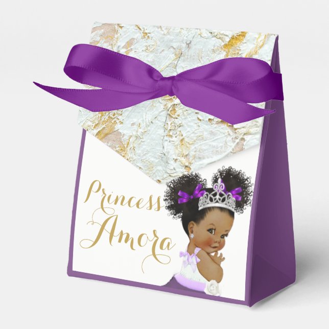 Purple|Marble Gold & White Fancy African Princess Favour Box (Front Side)
