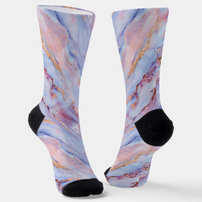 Purple Marble -Like with Accent Texture Socks (Angled)