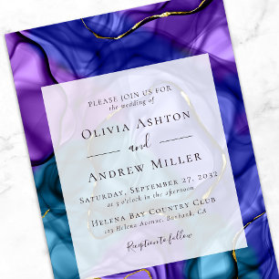 Purple Marble Luxe Wedding Invitation