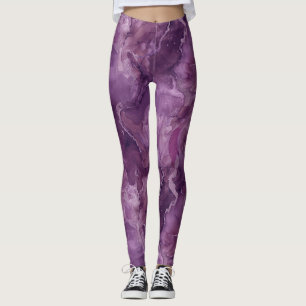 Purple Marble Pattern Leggings
