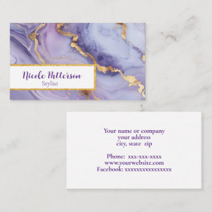 Purple marble pattern with gold business card