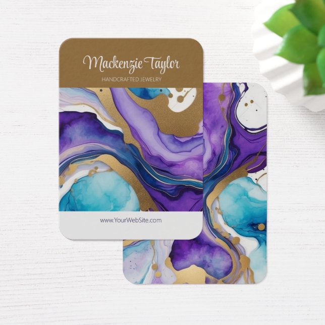 Purple Marble Personalised Earring Display Card (Desk)