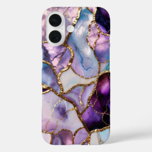 Purple Marble Phone Case Gold Abstract Luxury