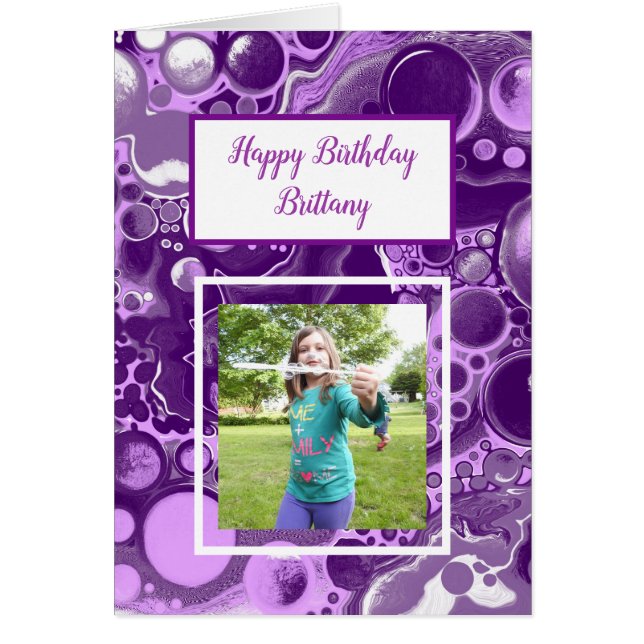Purple Marble Photo Birthday   (Front)