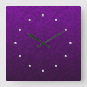 Purple marble square wall clock