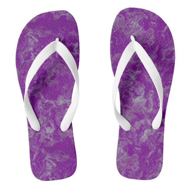 purple Marble Swirl Abstract Flip Flops (Footbed)