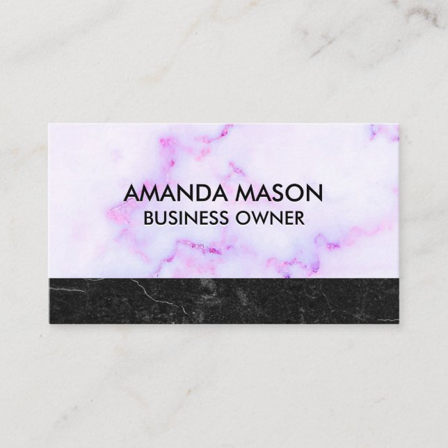 Purple Marble Texture | Black Slate Marble Business Card (Front)