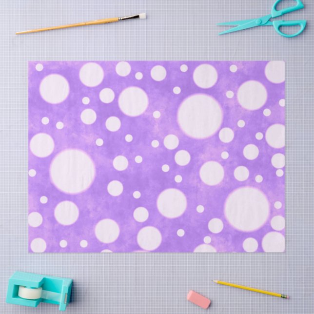 Purple Marble White Polka Dots Pattern Decoupage Tissue Paper (Craft)