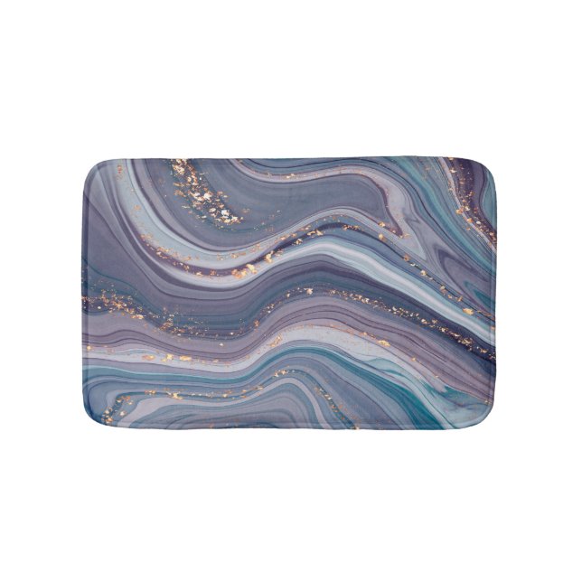 Purple Marbled Gold Glitter  Bath Mat (Front)