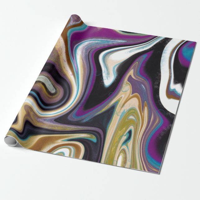 Purple marbling trendy design wrapping paper (Unrolled)