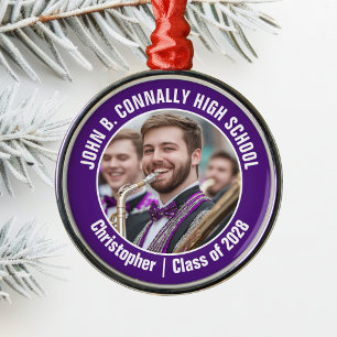 Purple Marching Band Photo High School Christmas Metal Tree Decoration