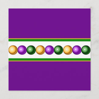 Purple Mardi Gras Beads Invitation