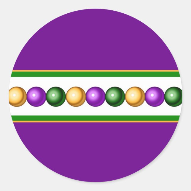 Purple Mardi Gras Beads Sticker (Front)