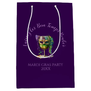 Purple Mardi Gras Mask Medium Gift Bag