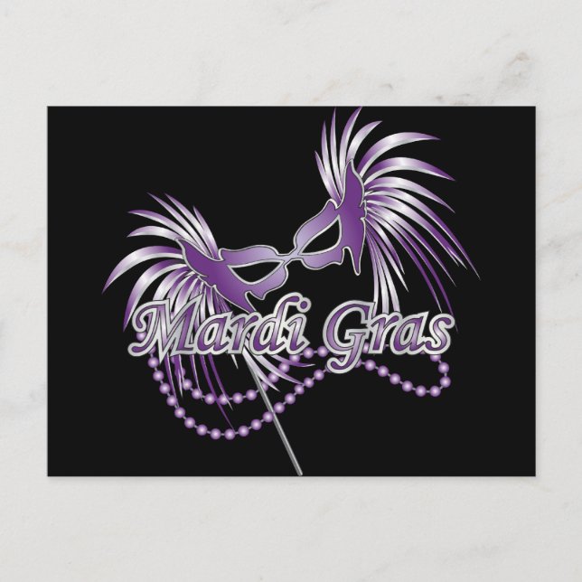 Purple Mardi Gras Mask Postcard (Front)
