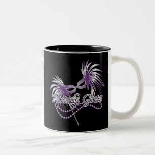 Purple Mardi Gras Mask Two-Tone Coffee Mug