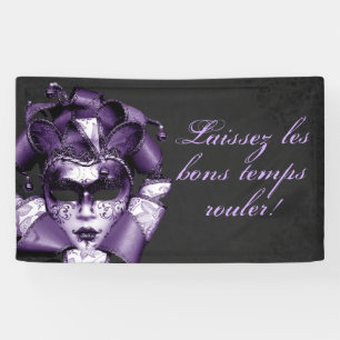 Purple Mardi Gras Masquerade Banner