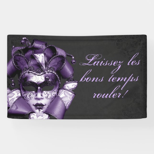 Purple Mardi Gras Masquerade Banner (Horizontal)