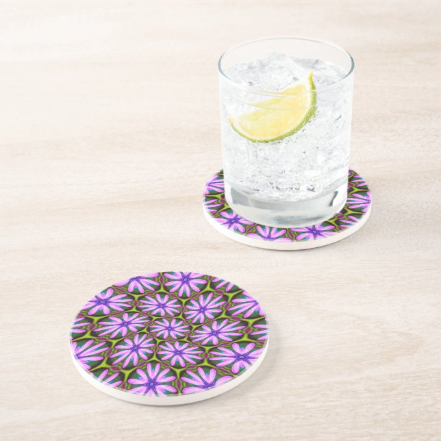 Purple Marguerite Patterns Coaster (Side)