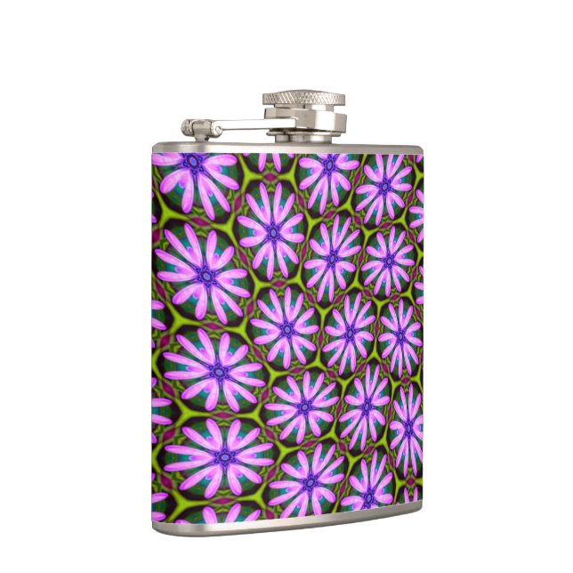 Purple Marguerite Patterns Hip Flask (Right)
