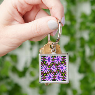 Purple Marguerite Patterns Key Ring