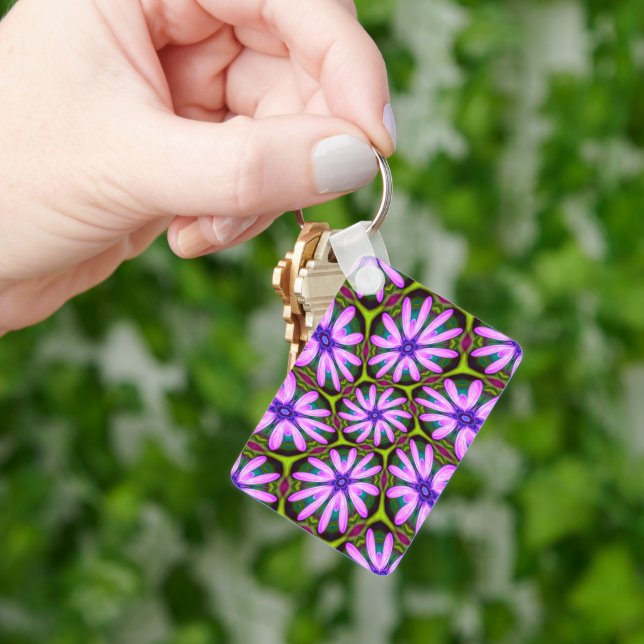 Purple Marguerite Patterns Key Ring (Hand)