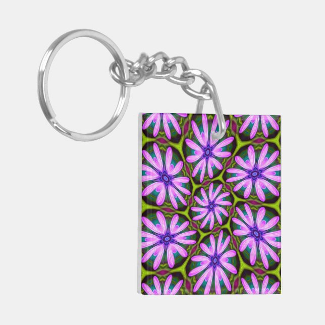 Purple Marguerite Patterns Key Ring (Front Left)