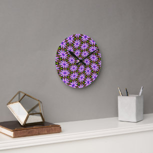 Purple Marguerite Patterns Round Clock