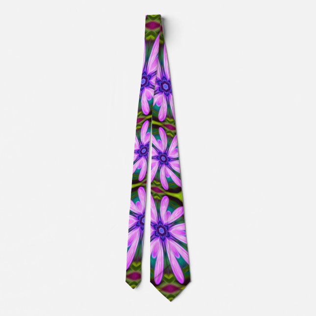 Purple Marguerite Patterns Tie (Back)