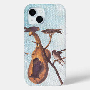 Purple Martin Audubon Bird Family and Gourd Home iPhone 15 Case
