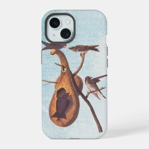 Purple Martin Audubon Bird Family and Gourd Home iPhone 15 Case
